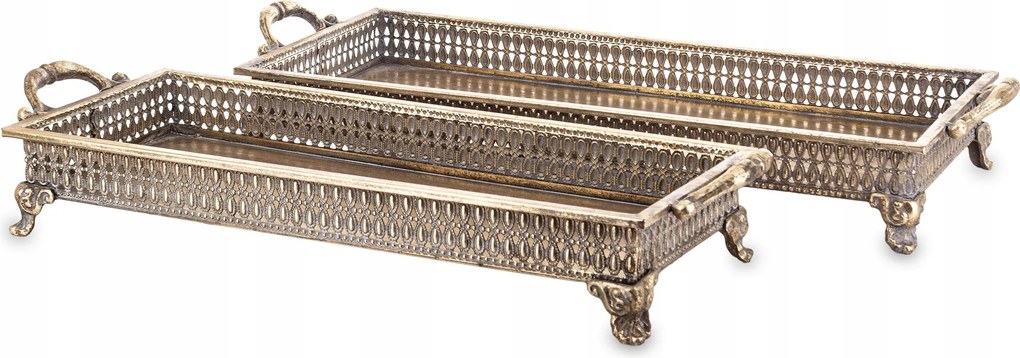 Tálca szett 2 db-os Dekorációs tálca szett Retro Arany