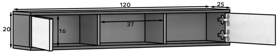 Polc szekrényekkel LANZZI 120 cm, fekete