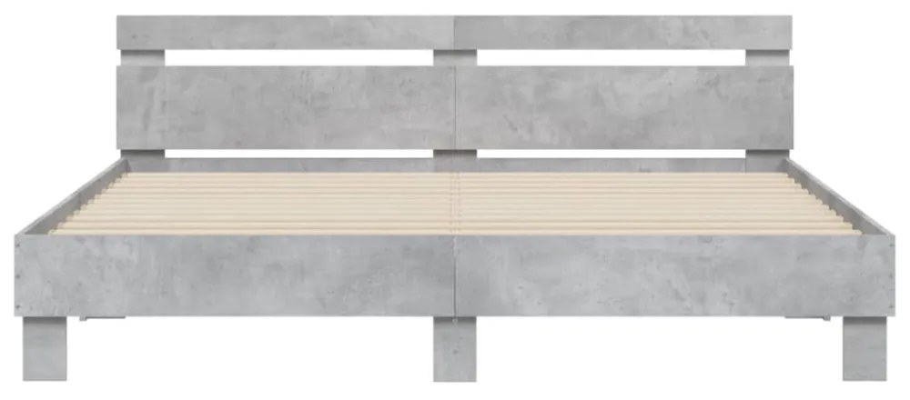 betonszürke ágykeret fejtámlával és LED-del 200 x 200 cm
