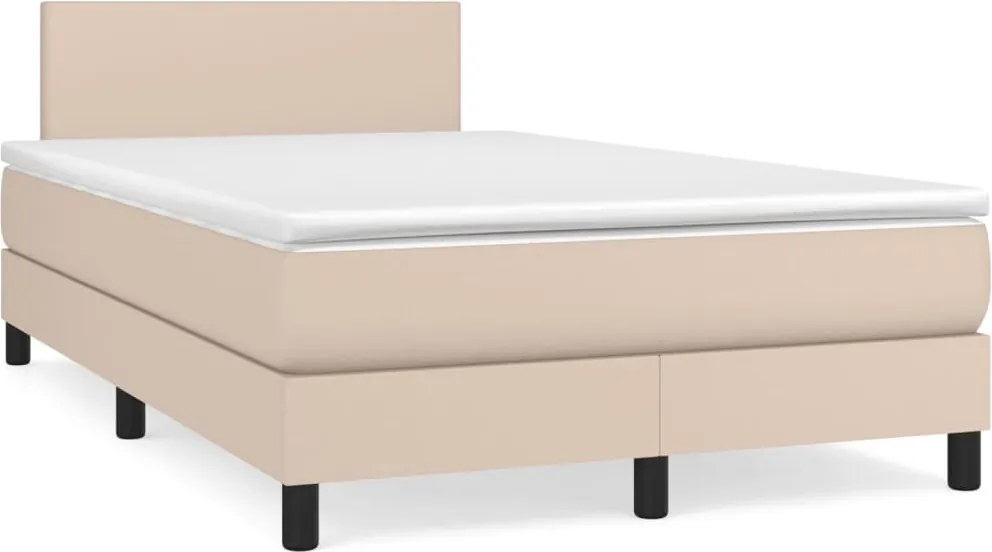 vidaXL cappuccino színű műbőr rugós ágy matraccal 120 x 200 cm