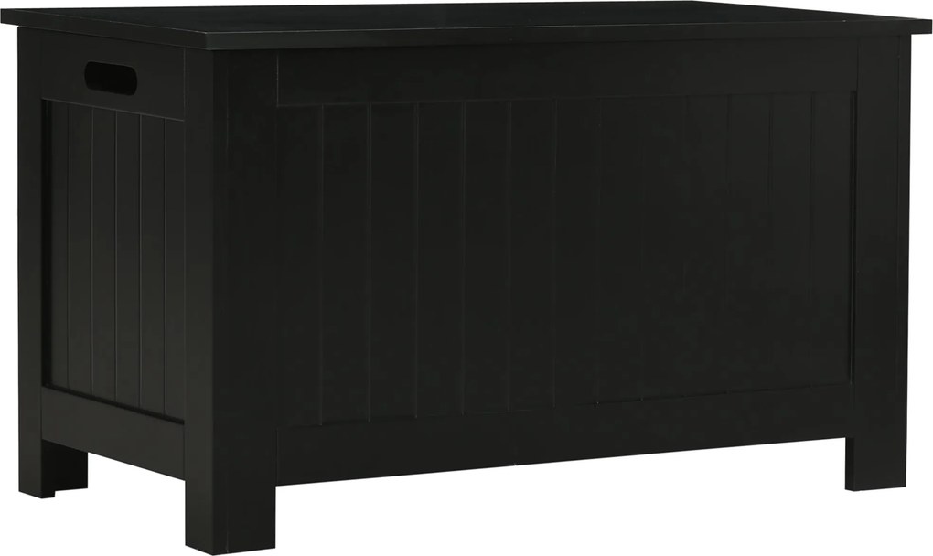 HOMCOM Fekete Tároló Láda Szék Hálószobához Biztonsági Zsanérral Előszobába és Nappaliba 81x40x46 cm | Aosom