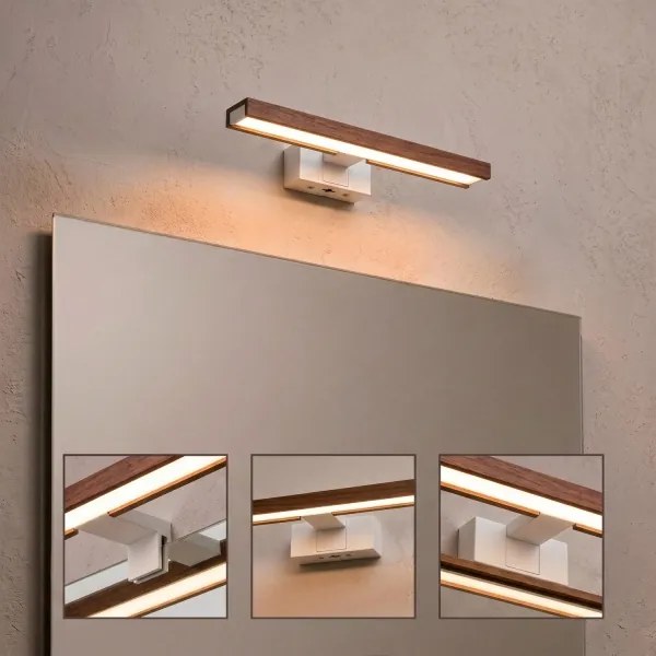 Brilagi - LED fürdőszobai tükörvilágítás 3 az 1-ben WOODY MIRROR LED/8W/230V IP44 fehér/tölgy cseresznye