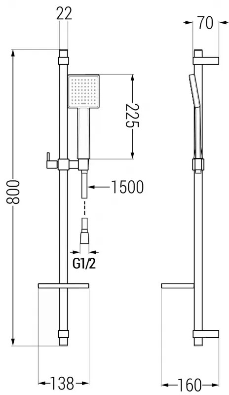 Mexen Royo fürdőgarnitúra DQ45, fekete - 72203DQ45-70