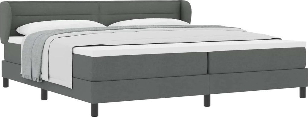 vidaXL Boxrugós ágy matracmal Sötétszürke 200 x 200 cm szövet