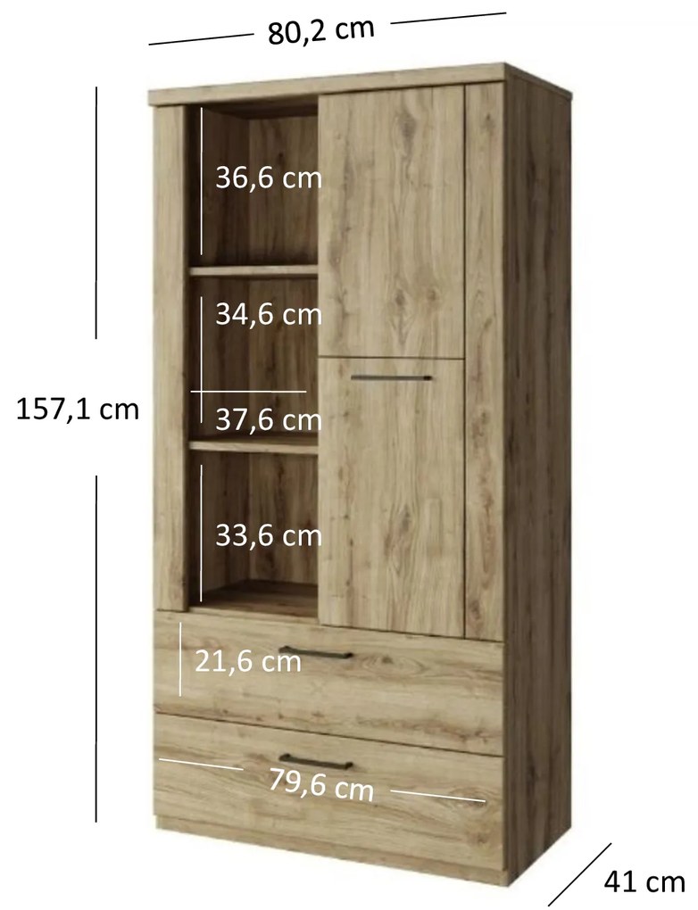 Regál Deloris 1D2S (navarra tölgy). Akció -17%. 1052879