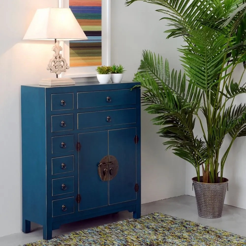 Kék magas komód 73x90 cm Oriente – Ixia
