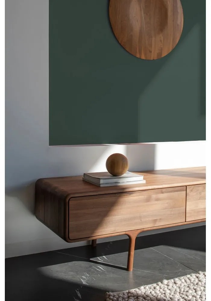 Barna diófa TV-állvány 220x45x45 cm Fawn – Gazzda