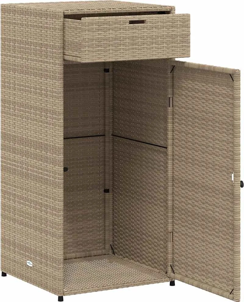 vidaXL bézs polyrattan kerti tárolószekrény 55 x 55 x 111 cm
