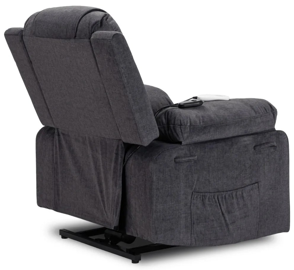 Elektromosan Vezérelhető Masszázsfunkciós Relaxfotel Sötétszürke Színben, Felállást Segítő Funkcióval. FENIX