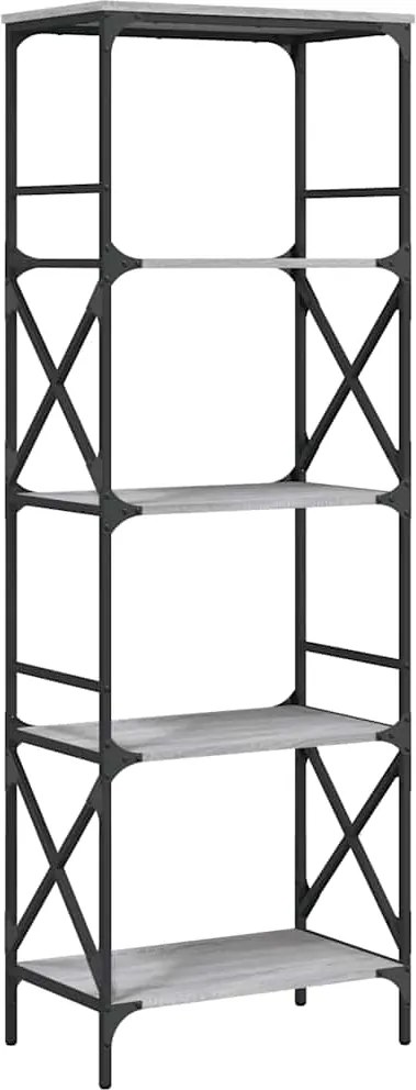 vidaXL 5 szintes szürke sonoma szerelt fa könyvespolc 59 x 35 x 171 cm