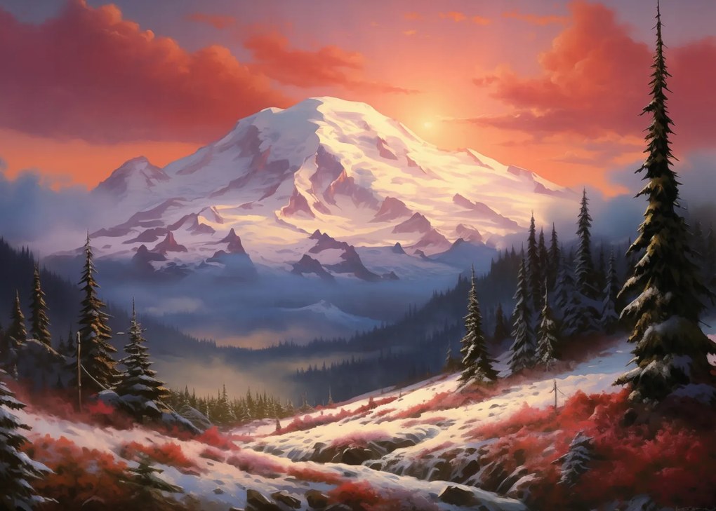 Poszter 70x50cm Hajnali fény csúcsai