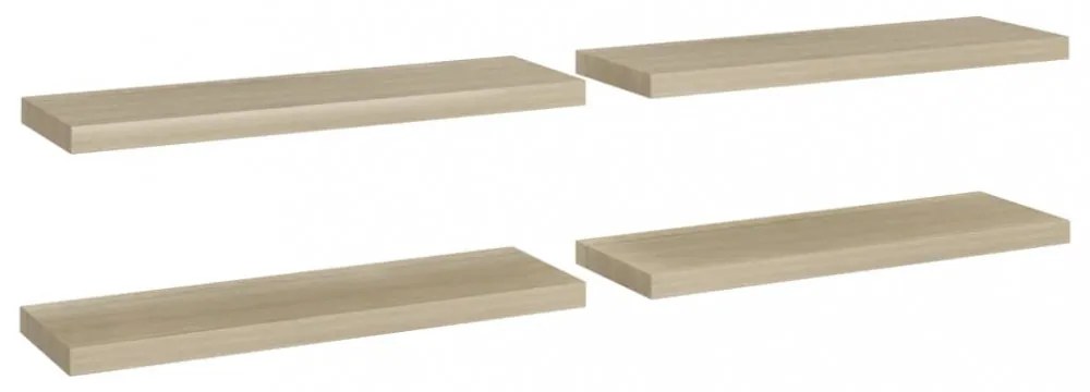 4 db tölgyszínű MDF fali polc 80 x 23,5 x 3,8 cm