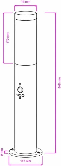BRILAGI - Kültéri lámpa érzékelővel ELIA 1xE27/20W/230V IP44 50 cm antracit