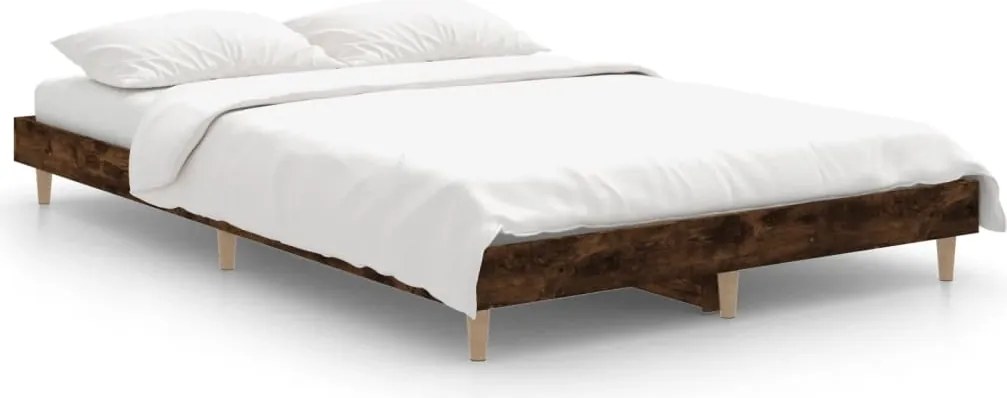 vidaXL füstös tölgy színű szerelt fa ágykeret matrac nélkül 120x190 cm