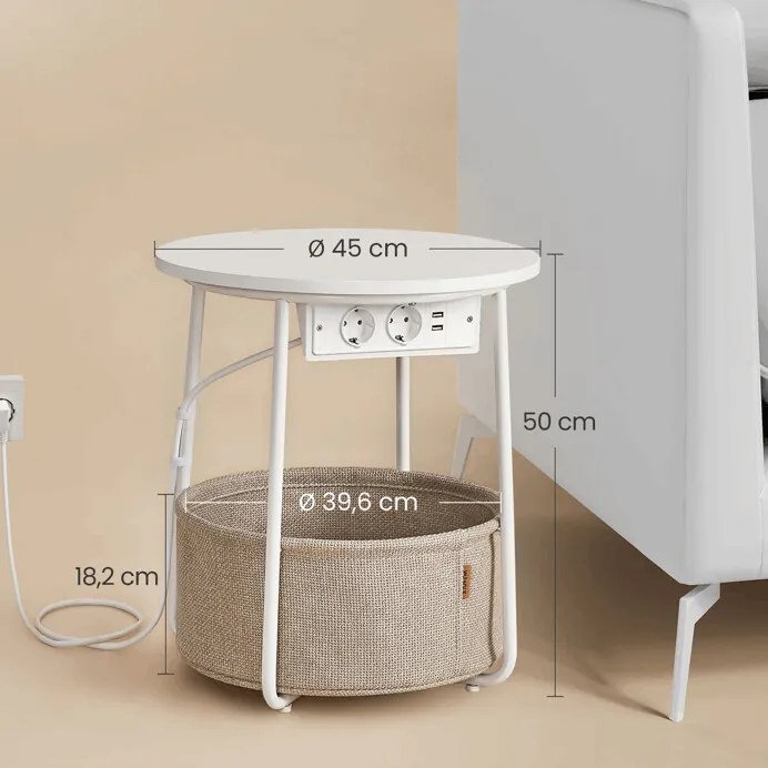 Lerakóasztal 45x45x50 cm, MDF, fehér, AKF-E1028 WT