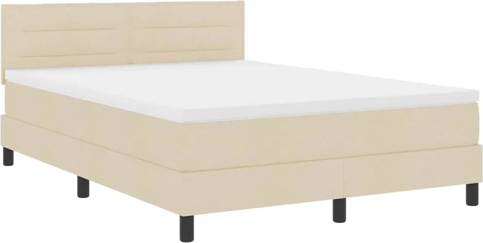 vidaXL Boxrugós ágy matracmal leddel Krém 140 x 190 cm szövet