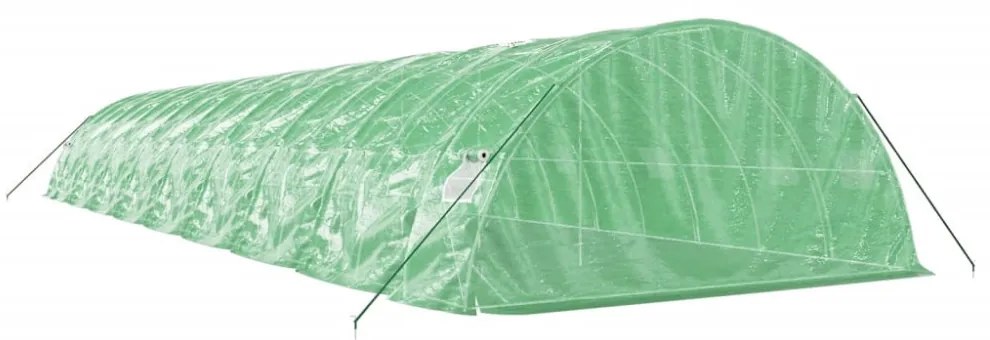 zöld acélvázas melegház 90 m² 18 x 5 x 2,3 m