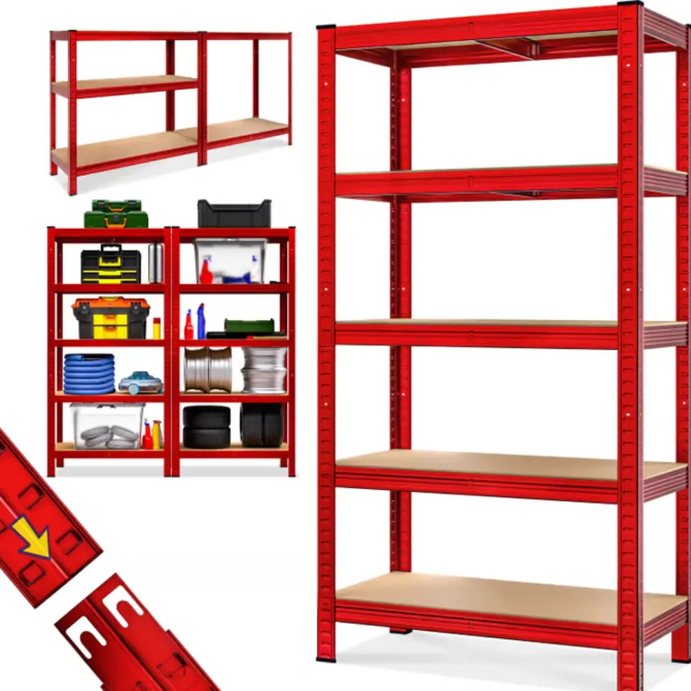 HEAVY nagy teherbírású polc, max. 875kg, 180×90×40cm, piros Monzana