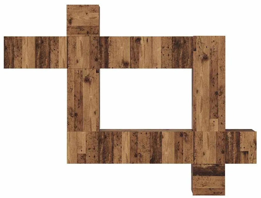 TV szekrény garnitúra 10 pcs Régi fa 30.5 x 30 x 90 cm Faanyag