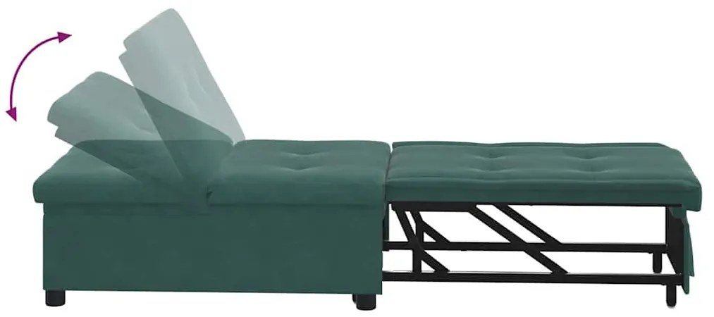 Kanapéágy Sötétzöld 67 x 194 x 38 cm Bársony