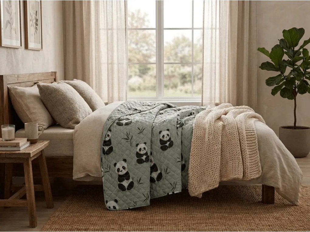 Ágytakaró PANDA RELAX zöld Méret: 170 x 210 cm
