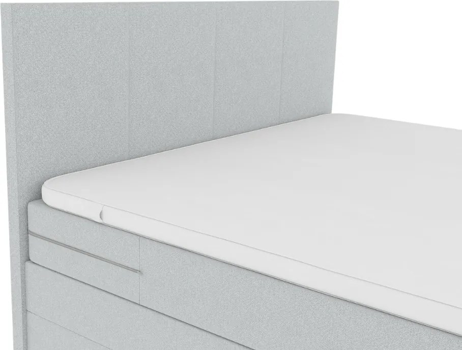 Kárpitozott Boxspring Ágy CARINA 140x200 cm világosszürke Matrac: Bonell rugós matrac