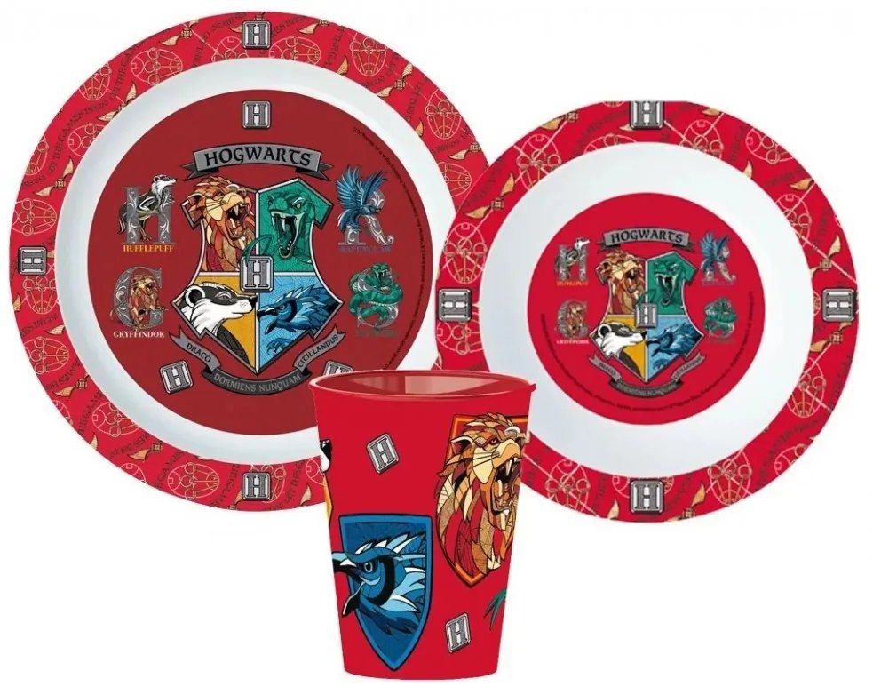 Harry Potter School Shields étkészlet, micro műanyag szett, pohárral 260 ml