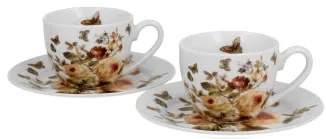 Porcelán eszpresszó kávés csésze + alj 110 ml 2 személyes dobozban virágos ZAHRA