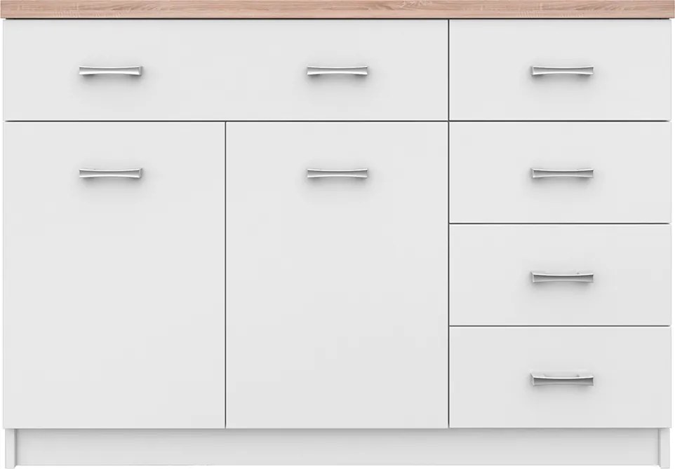 Komód 2d5s, fehér/tölgy sonoma, TOPTY TYP 08