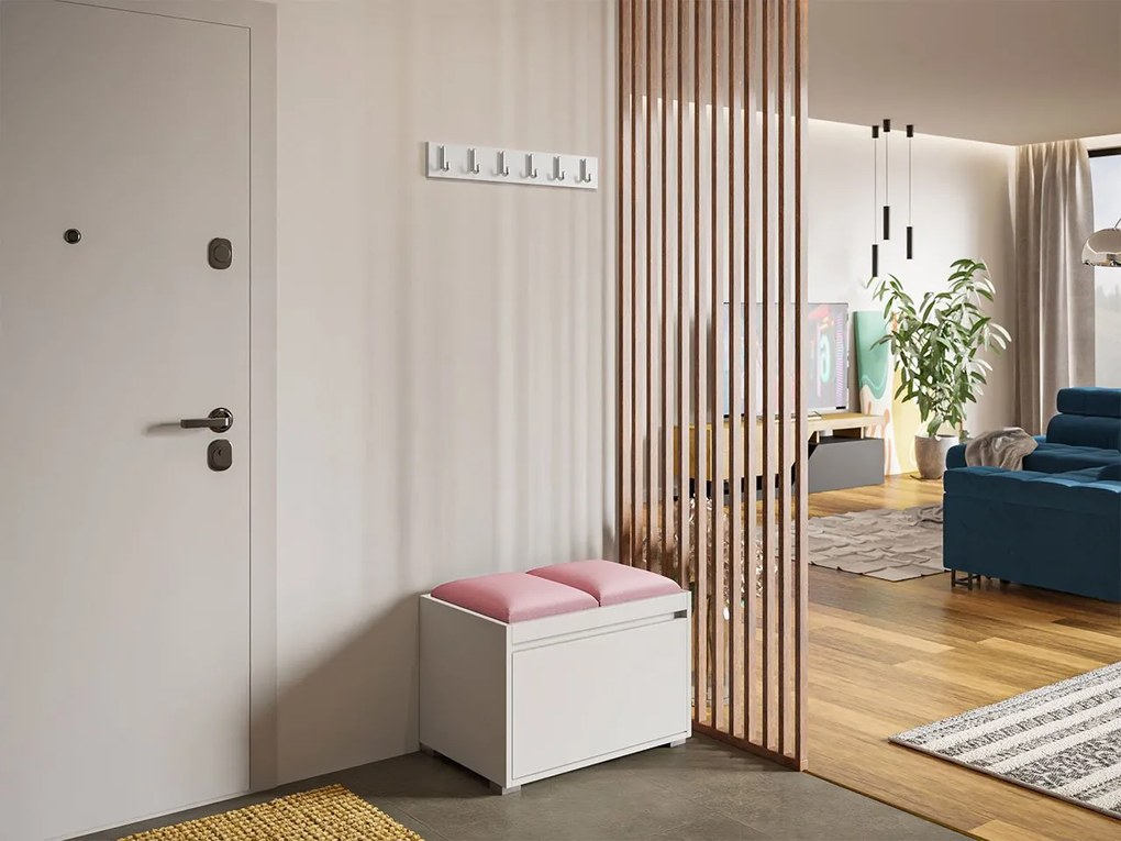 Előszoba bútor Kendora 60 +  2 db kárpitozott falpanel Pag 30x30(fehér) (Manila 09). 1059465