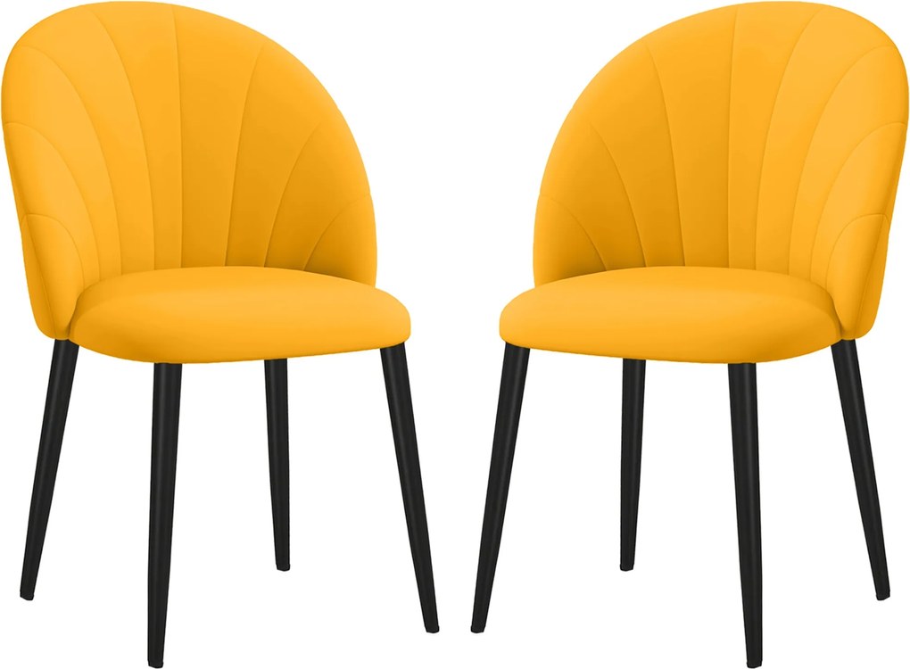 HOMCOM 2 db Étkezőszék, Modern Konyhai Szék Shell Háttámlával és Fém Lábakkal, Bársonyos Kárpitozású Szék Konyhába, Hálószobába, Irodába és Nappaliba,
