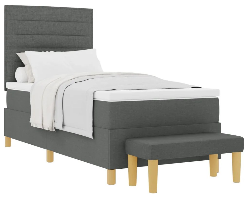 Box Spring ágy matraccal és paddal Sötét szürke 90x190 cm Szövet