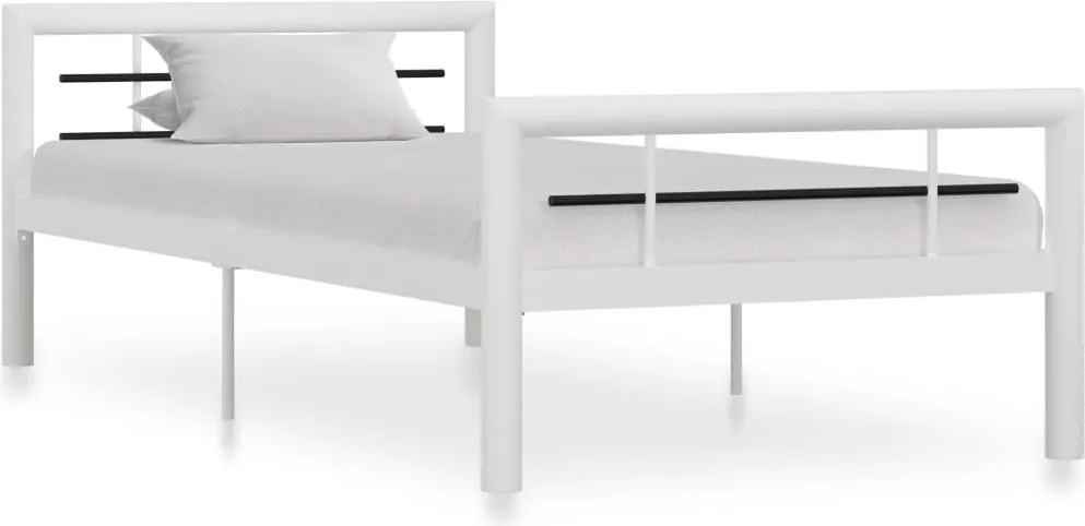 vidaXL fehér és fekete fém ágykeret 90 x 200 cm
