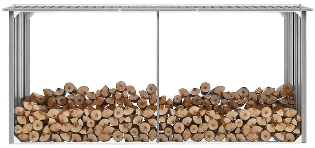 vidaXL szürke horganyzott acél kerti tűzifatároló 330 x 92 x 153 cm
