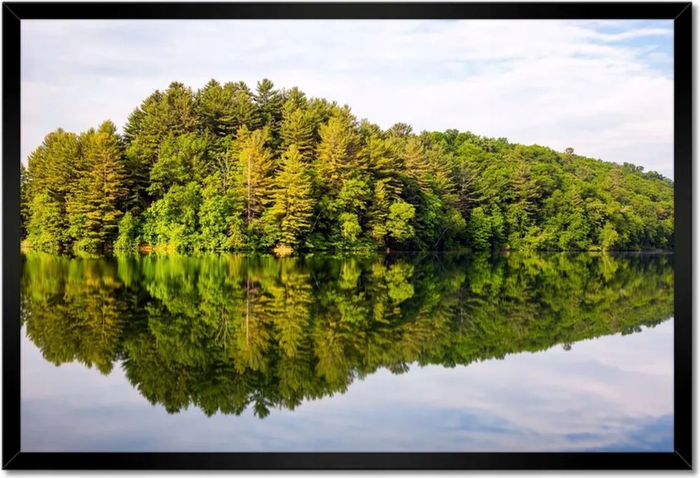 Poszter keretben 60x40 Erdő Tó Felhők