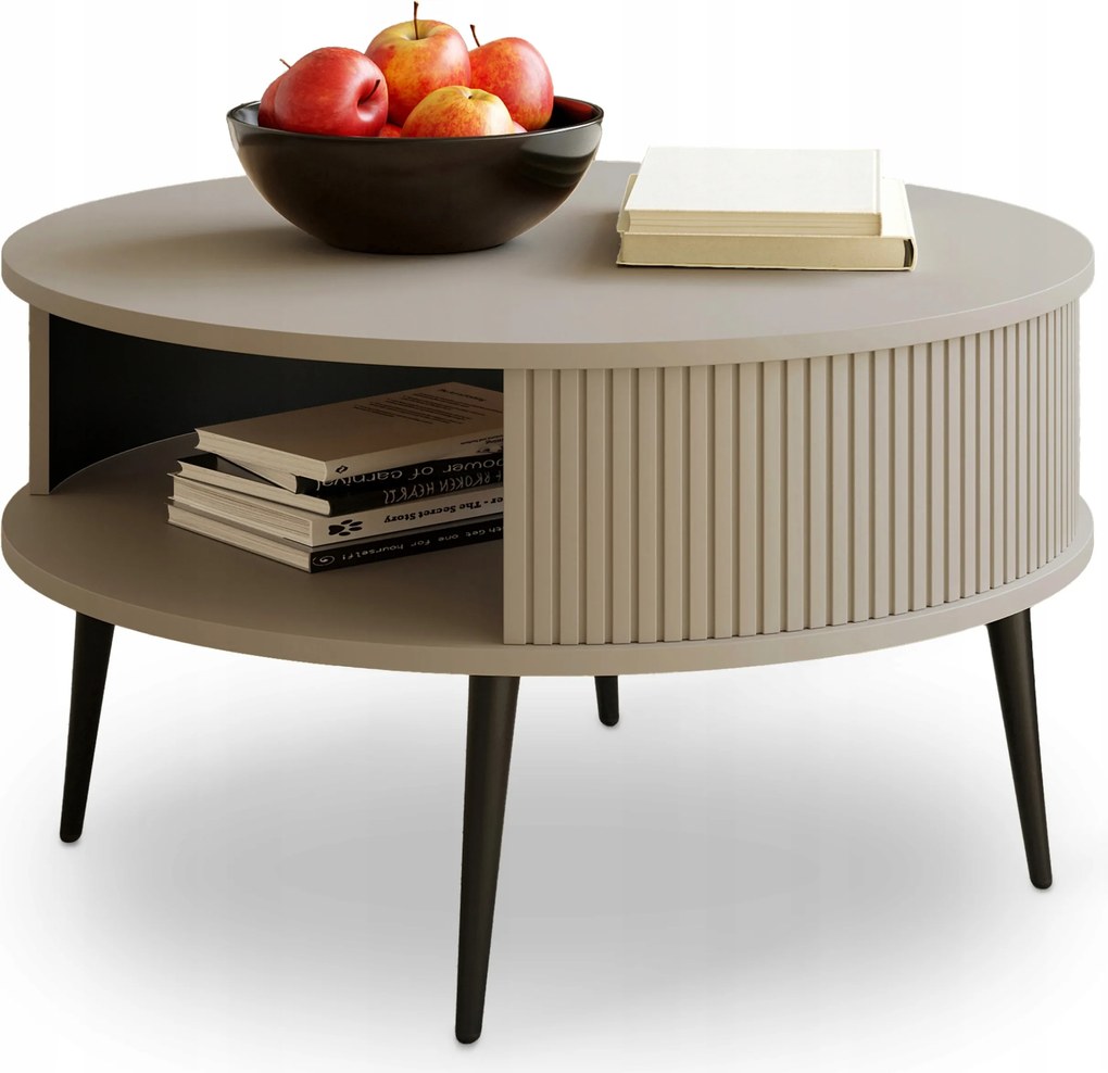 Japandi Dohányzóasztal Kerek Kasmír Lamellák 76 cm Verlo Nappali asztal