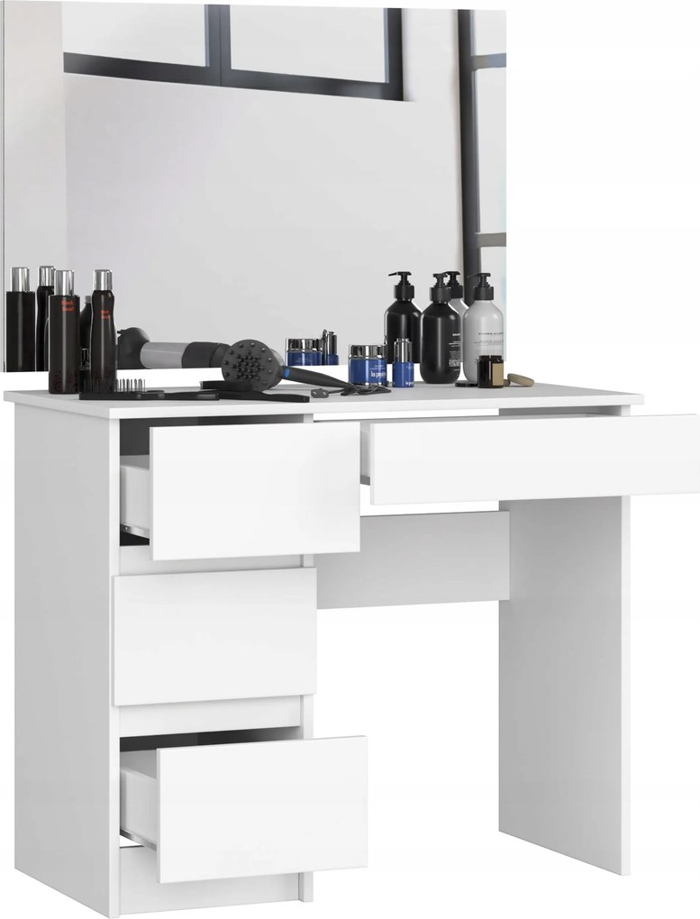 Kozmetikai fésülködőasztal 90cm fehér balos T-6/SL 90x60 Akd