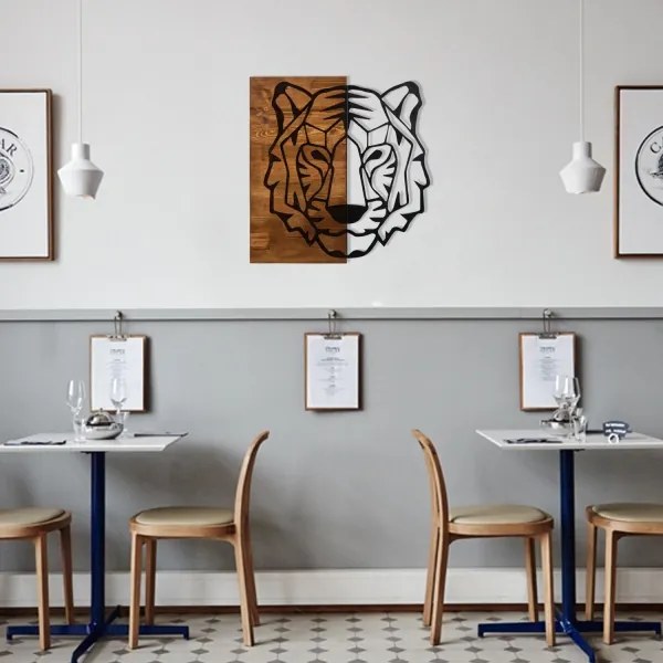 Fali dekoráció 56x58 cm tigris fa/fém