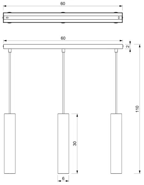 Csillár zsinóron RAITO 3xGU10/8W/230V sárgaréz