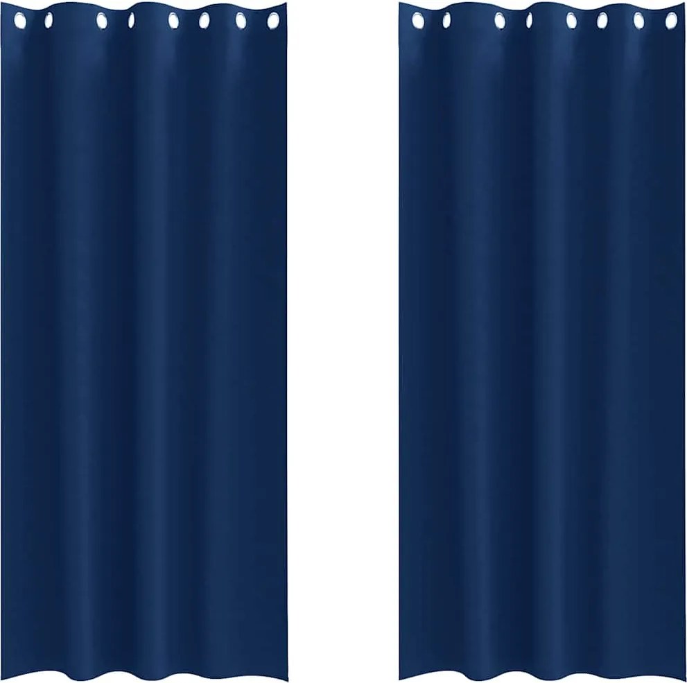 vidaXL Fekete Függöny Gyűrűkkel 2 pcs Sötét kék 225 x 140 cm