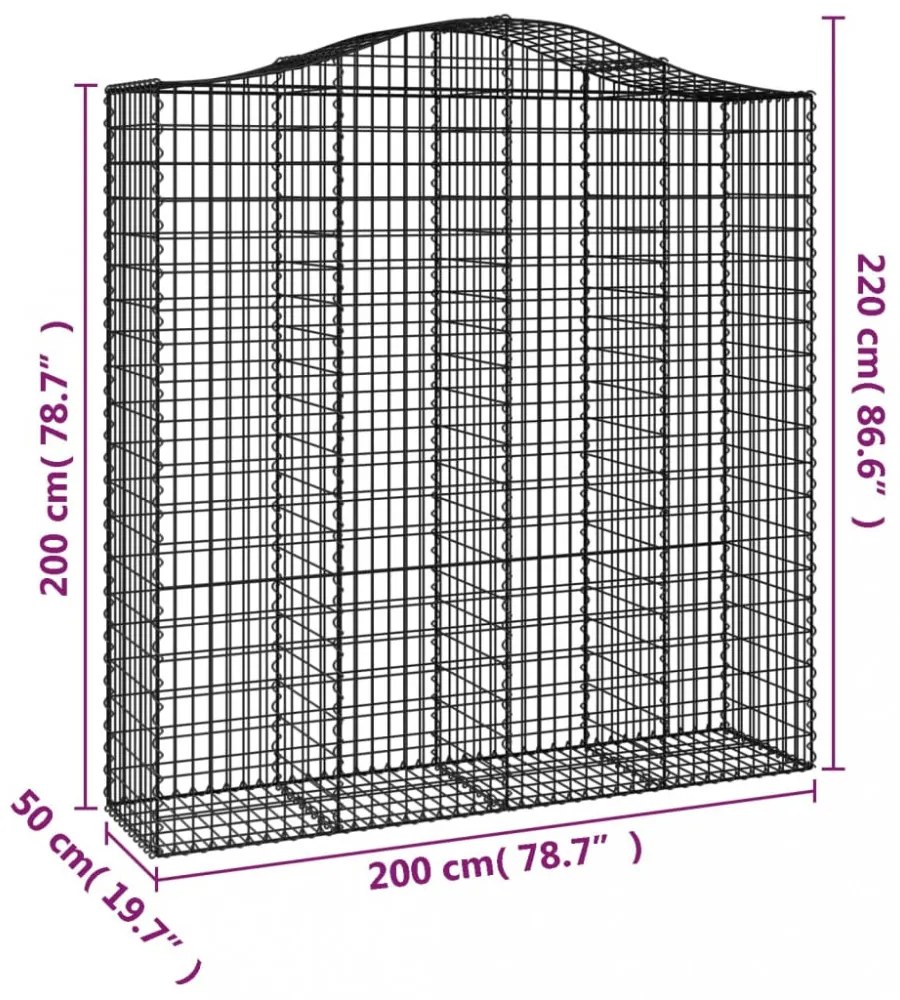 3 db íves horganyzott vas gabion kosár 200x50x200/220 cm