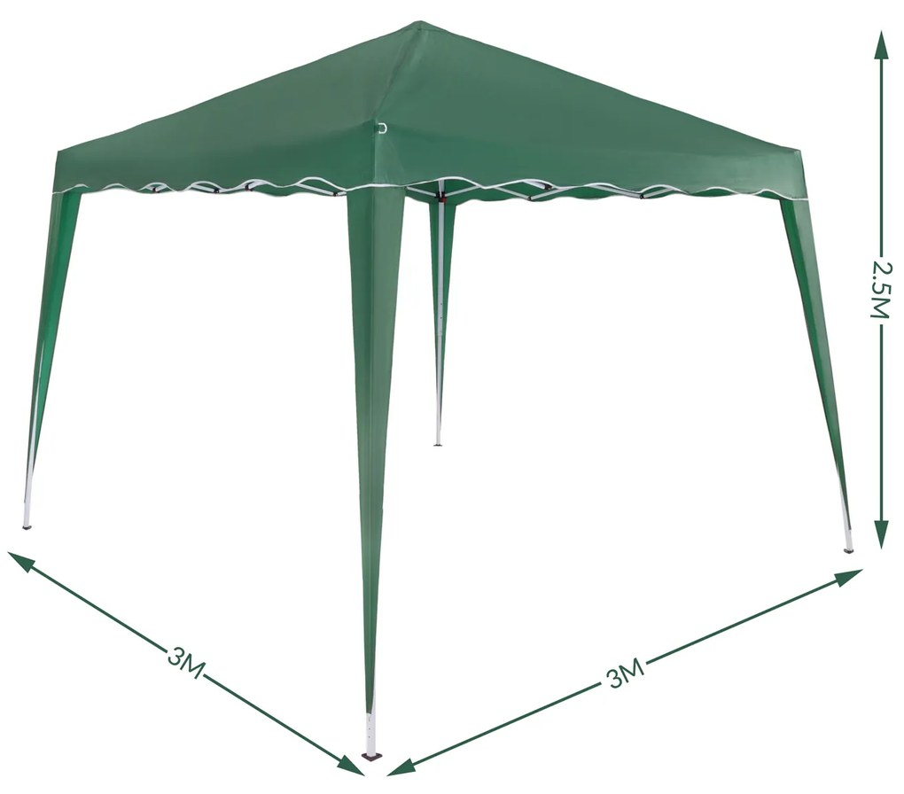 Deuba® Kerti pavilon Capri 3x3 m - 2 oldalfal - zöld