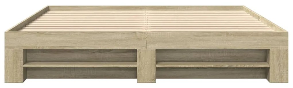 sonoma tölgyszínű szerelt fa ágykeret matrac nélkül 200x200 cm