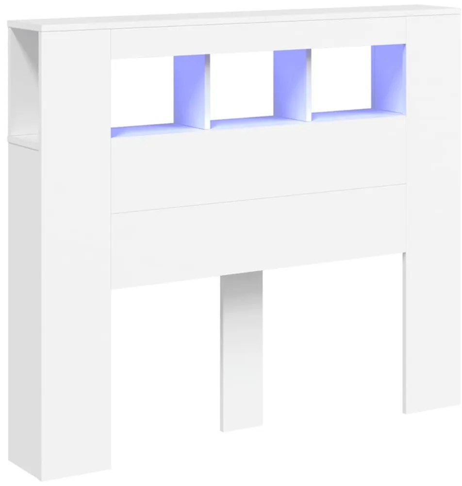 fehér szerelt fa LED-es fejtámla 120x18,5x103,5 cm