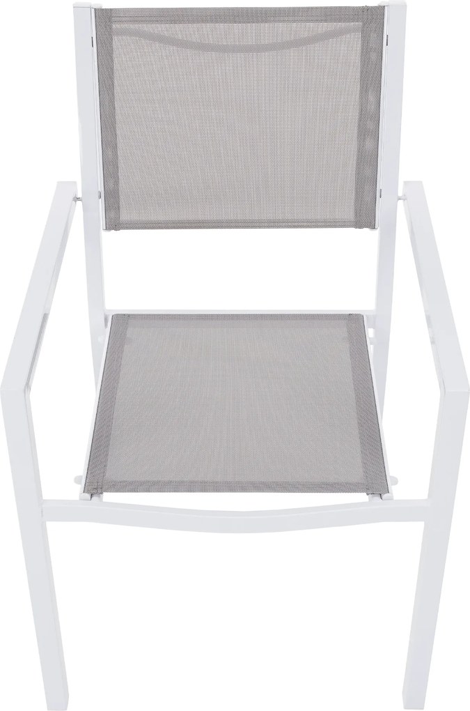 Kerti rakásolható szék, fehér acél/világosszürke, DORIO