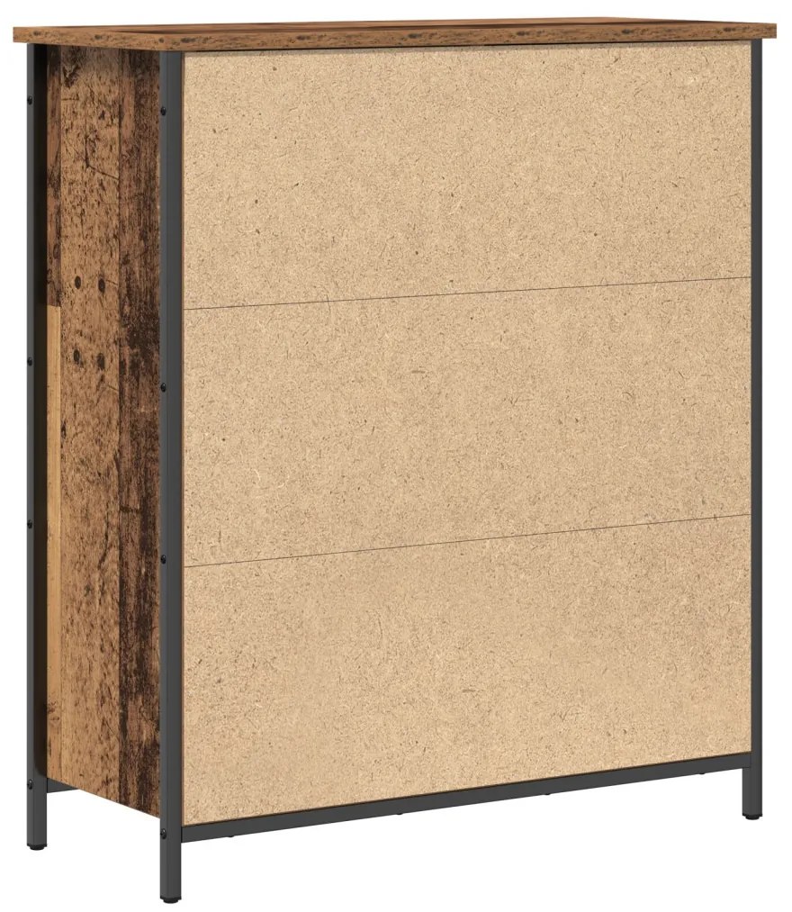 Szekrény Régi Fa 70x30x80 cm Feldolgozott Fa és Acél