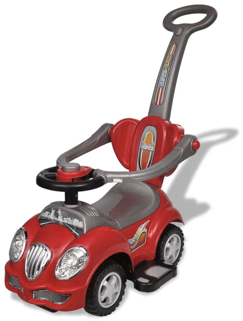 vidaXL Gyerek játék autó hang- és fényeffekttel, tolórúddal piros