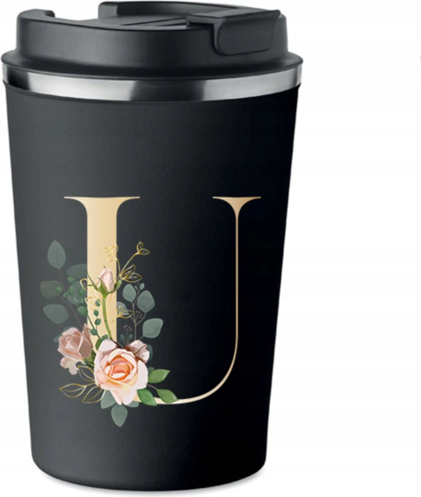 Prémium termo bögre fekete U-betűvel Kaptár monogram KT_126_cz