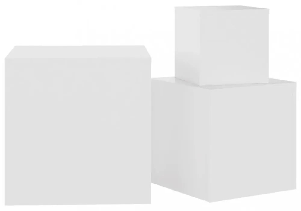 3 db fehér, rétegelt fa kisasztal