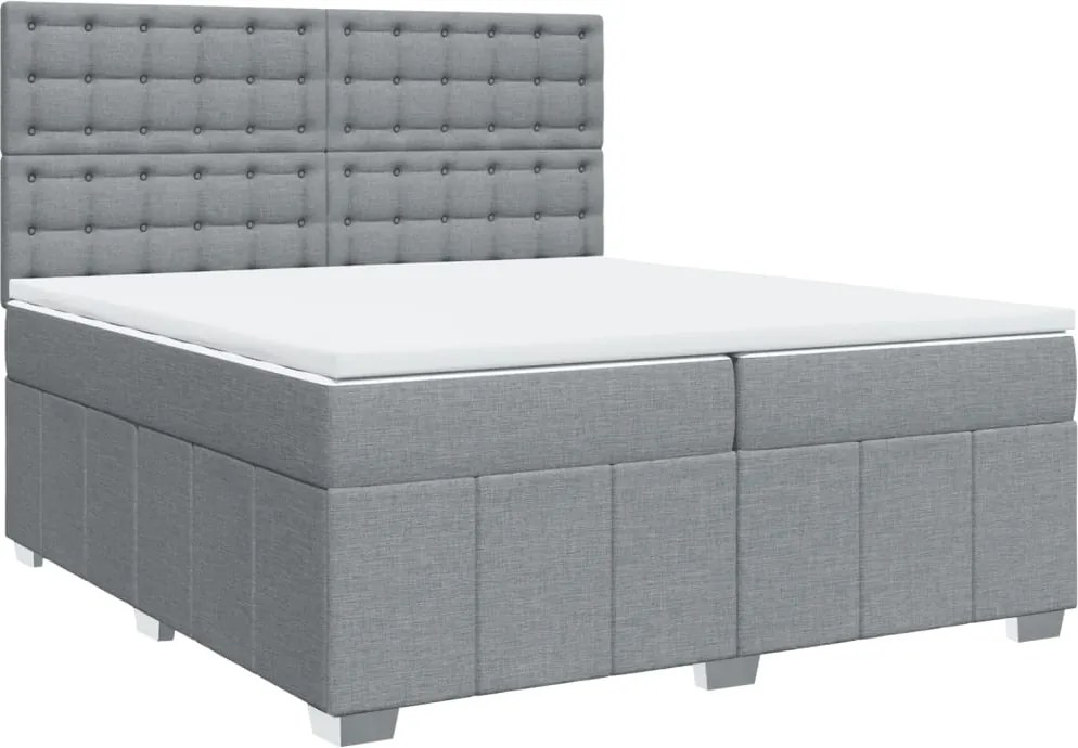 vidaXL világosszürke szövet rugós ágy matraccal 200 x 200 cm
